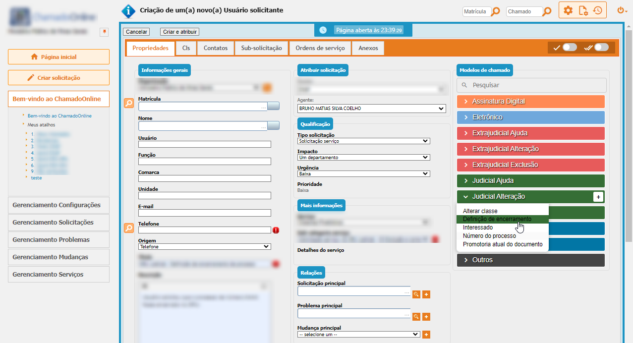 Helpdesk extension panel inside the iTop ticket form