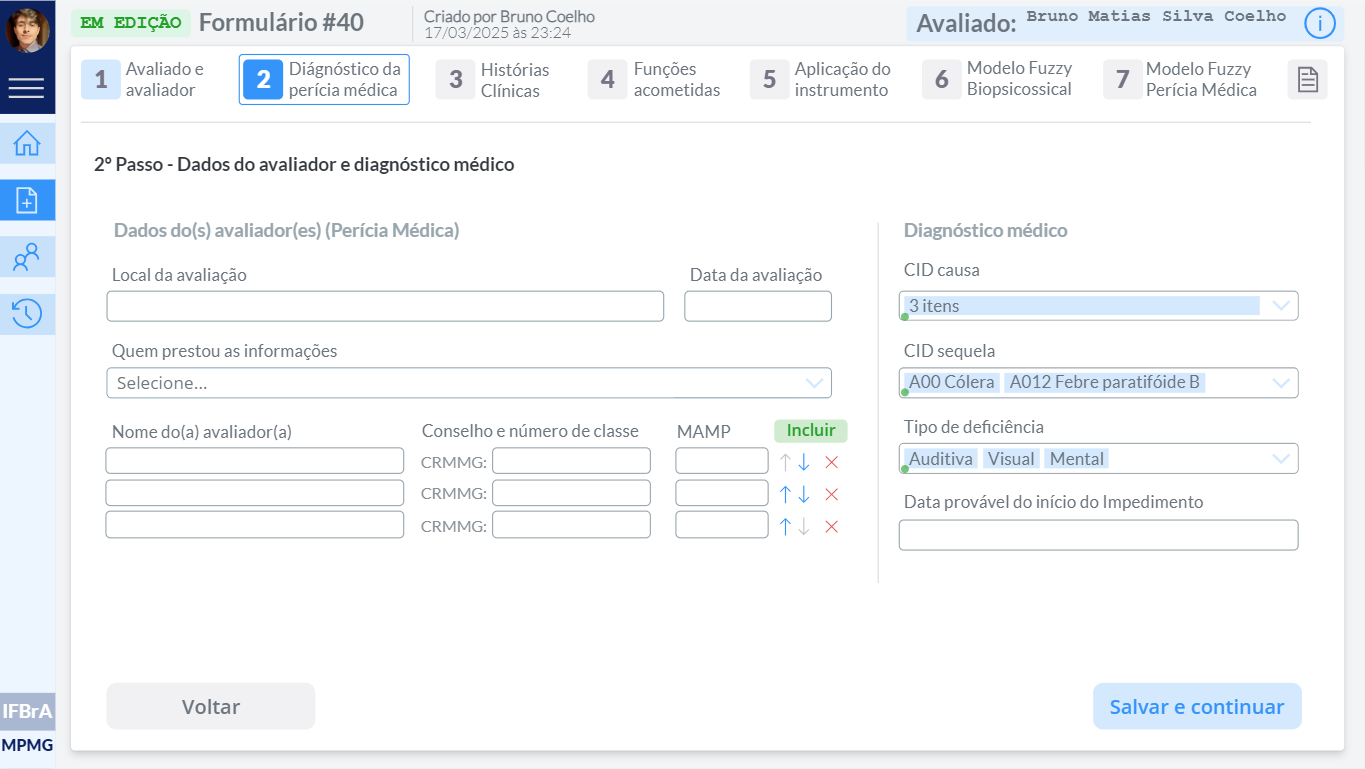 Step 2: medical evaluators and diagnosis with ICD codes and disability type